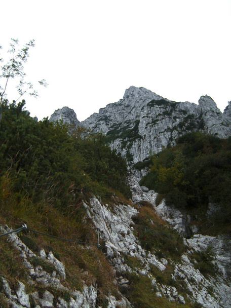 Piding via ferrata climbing route, Chiemgau in Bavaria, Germany in autumn - Photo, Image