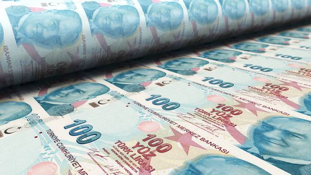 Turkish 100 lira bills are printed - Foto, afbeelding