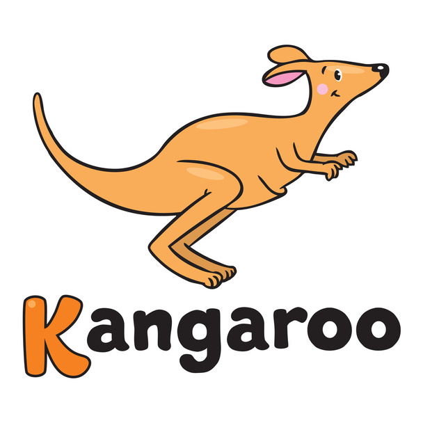 Weinig kangoeroe, illustratie bij Abc. Alfabet K - Vector, afbeelding