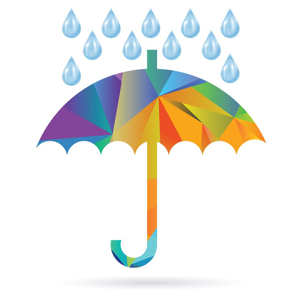 umbrella colored polygonal silhouette - Vector, Image