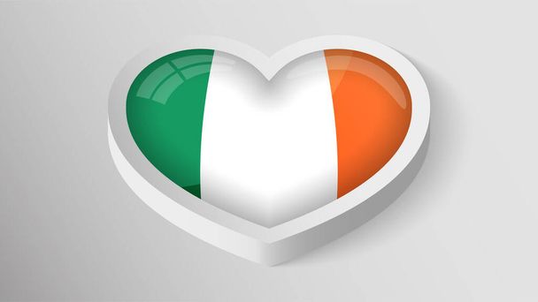 EPS10 Cuore patriottico vettoriale con bandiera irlandese. Un elemento di impatto per l'uso che ne vuoi fare. - Vettoriali, immagini