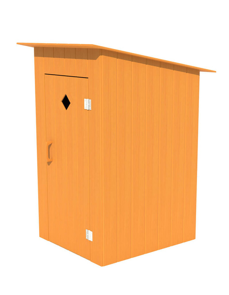 rural outdoor toilet made of wood 3d render illustration isolated on white background - Foto, immagini