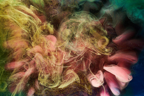 Liquid fluid art abstract background. Mix of dancing acrylic paints underwater - Φωτογραφία, εικόνα
