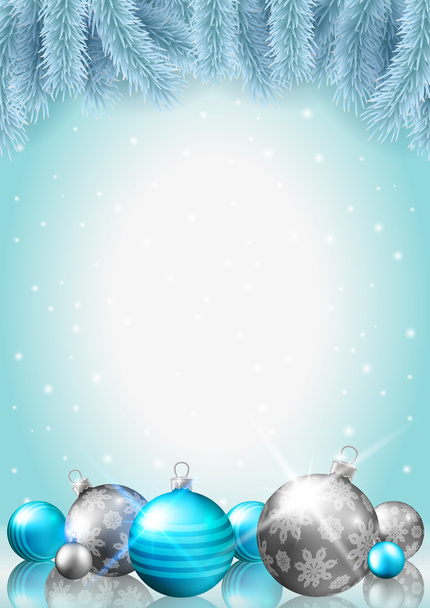 Christmas baubles postcard - Διάνυσμα, εικόνα