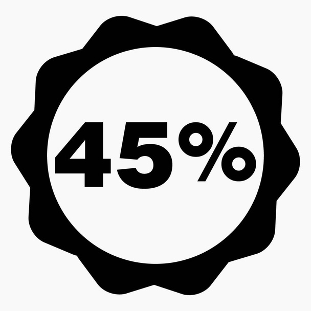 The 45 percent drop icon is dark. Price drop. Interest rate reduction. Sell-out. Stock symbol. Discount. Markdown of goods. Bonus discount. Vector icon. - Vektör, Görsel