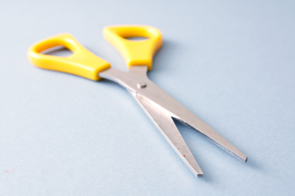 Yellow scissors isolated on a white background - Foto, Imagem