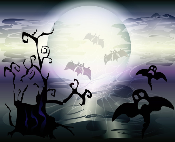 Хэллоуин ночь фон
 - Вектор,изображение
