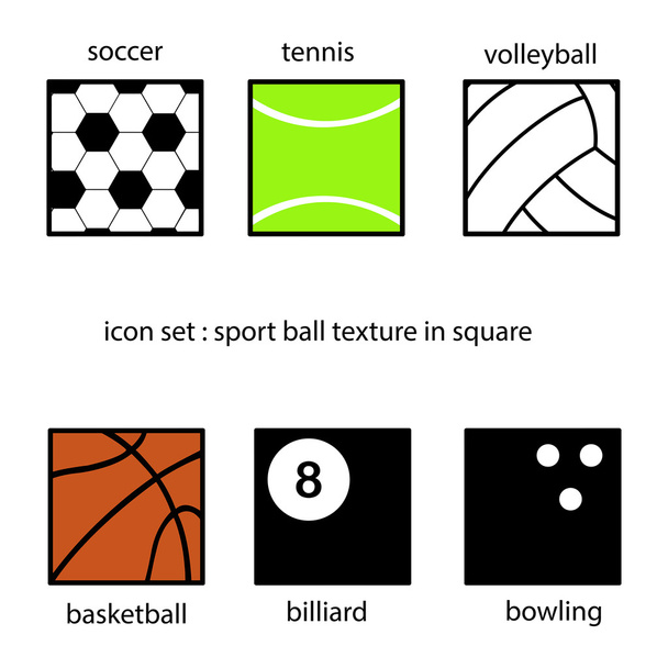 kolekce sportovní míče textury v čtverečních vektorové ilustrace. - Vektor, obrázek