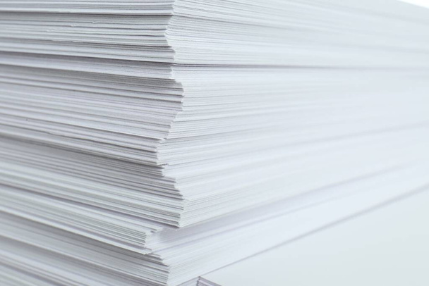 Stack of white paper sheets, closeup view - Photo, image