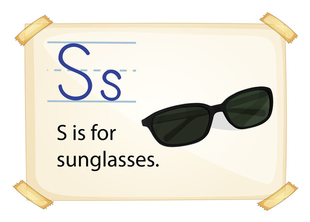 A letter S for sunglasses - Vector, Image