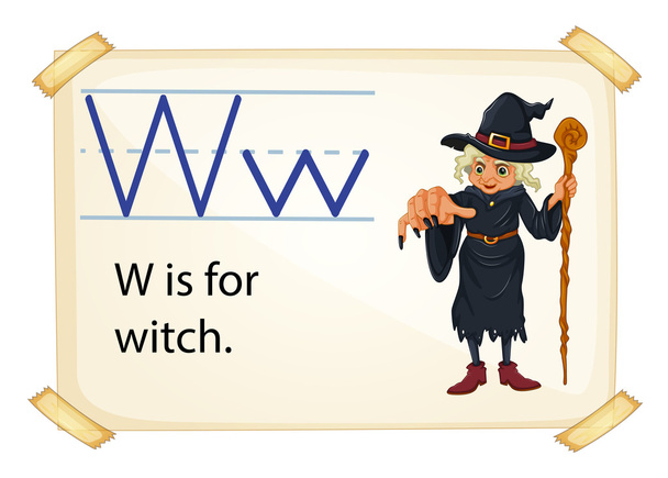 A letter W for witch - Vector, Image