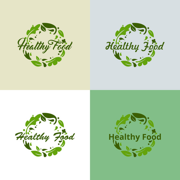 Healthy organic eco vegetarian food Logo design vector template. - Διάνυσμα, εικόνα