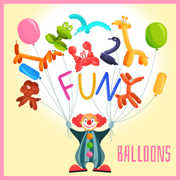 clown met ballonnen - Vector, afbeelding