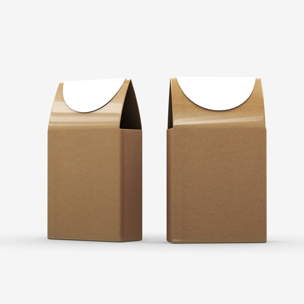 Brown paper food box packaging with clipping path  - Photo, Image