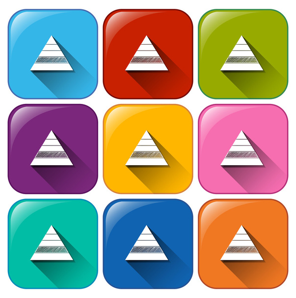 Botones con gráficos triangulares
 - Vector, Imagen