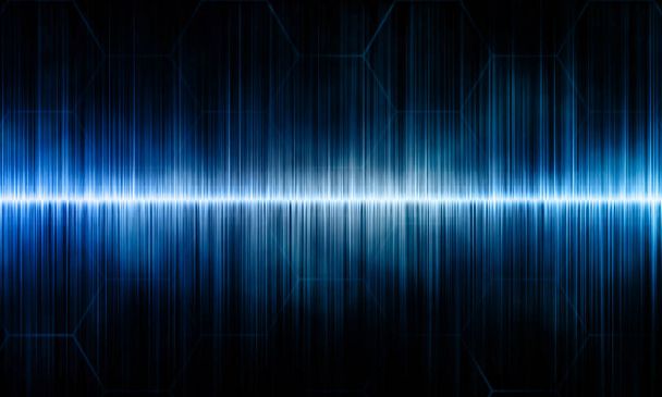 Abstract blue sound wave on dark background.  - Photo, Image