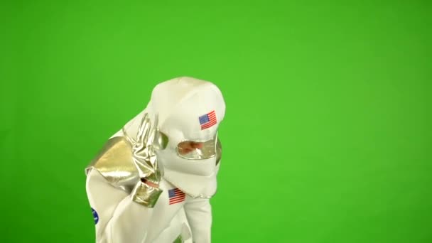 Astronautenanrufe per Walkie-Talkie - grüner Bildschirm - Filmmaterial, Video