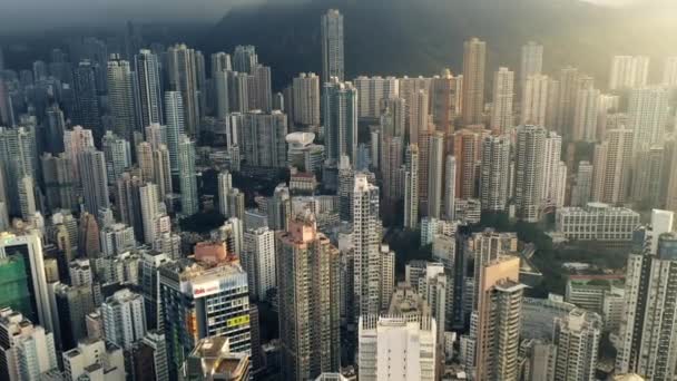 4k videobeelden van wolkenkrabbers, kantoorgebouwen en andere bedrijfsgebouwen in de stedelijke metropool Hongkong. - Video