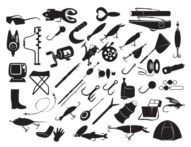 equipment for fishing - Vector, Image