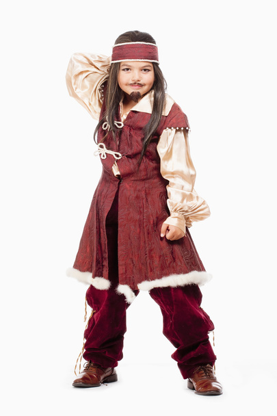Little Boy in Wig in Pirate Costume - Фото, зображення