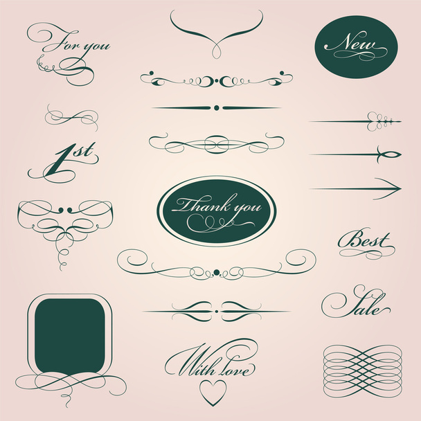 Conjunto de elementos de diseño de caligrafía
 - Vector, Imagen
