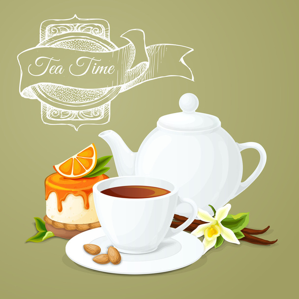 Tea party poster - Διάνυσμα, εικόνα