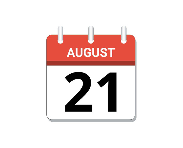 August, 21st calendar icon vector, concept of schedule, business and tasks - Vector, Image