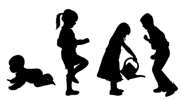 Silhouette of children. - Vector, Image