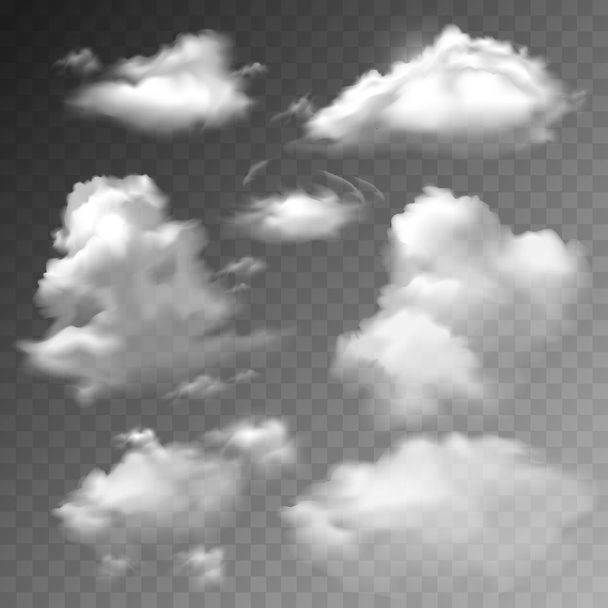 Transparent clouds set - Vector, Image