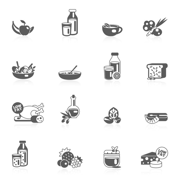 Mangiare sane icone nere
 - Vettoriali, immagini