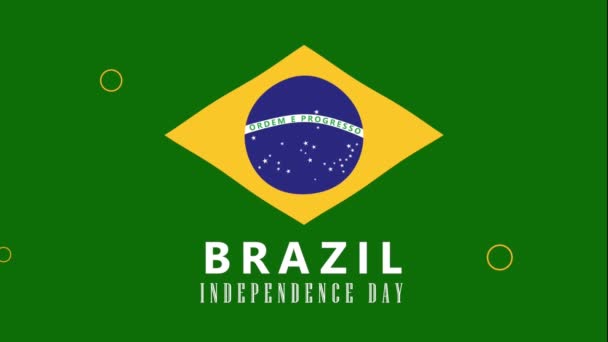 brazil independence lettering with flag , 4k video animated - Πλάνα, βίντεο