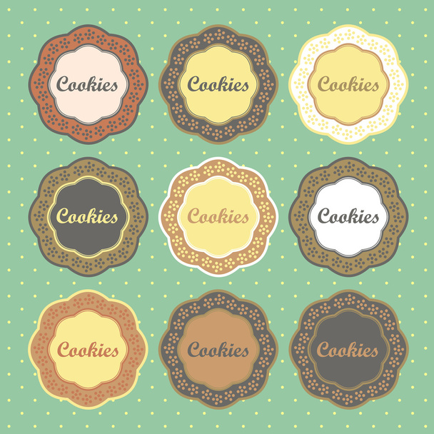 Cookie-retro stílusú címkék gyűjteménye - Vektor, kép