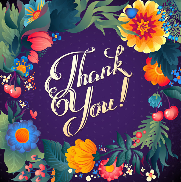 Thank You floral card - Vector, afbeelding