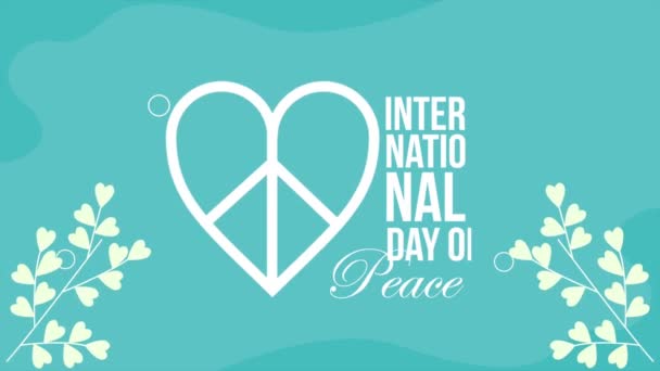 międzynarodowy dzień pokoju z symbolem serca, animacja wideo 4k - Materiał filmowy, wideo