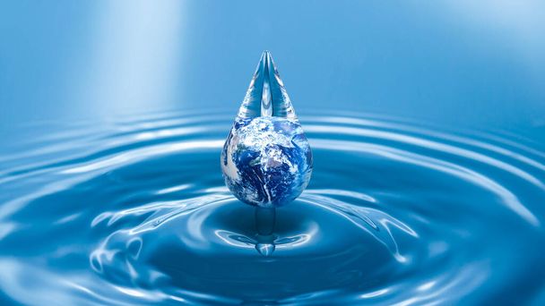 The earth in water drop for ecology concept 3d rendering - Photo, Image