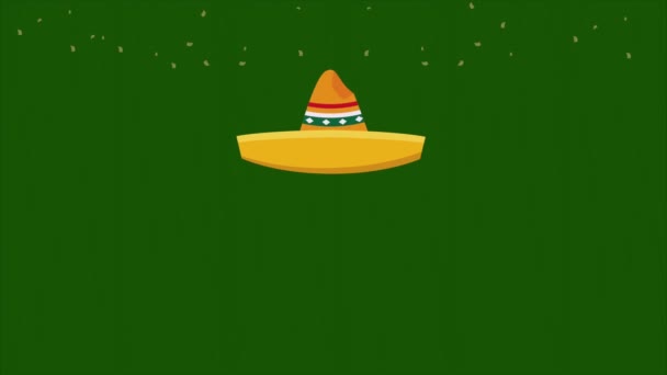 mexican traditional hats pattern animation ,4k video animated - Filmagem, Vídeo
