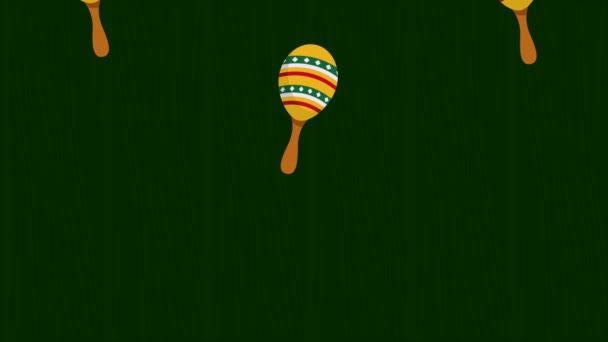 mexican maracas instrument pattern animation ,4k video animated - Кадры, видео