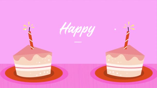happy birthday lettering animation with cake ,4k video animated - Metraje, vídeo