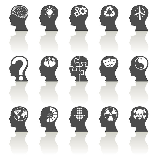 Thinking Heads Icons - Vector, imagen