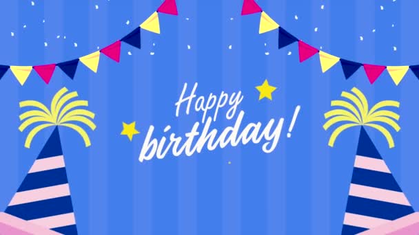 happy birthday lettering animation with garlands ,4k video animated - Séquence, vidéo