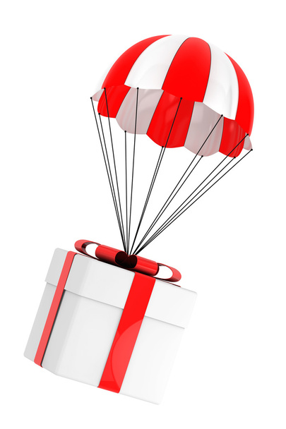Hediyelik konsepti. Paraşüt ile hediye kutusu - Fotoğraf, Görsel