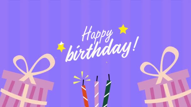 happy birthday lettering animation with gifts,4k video animated - Filmagem, Vídeo