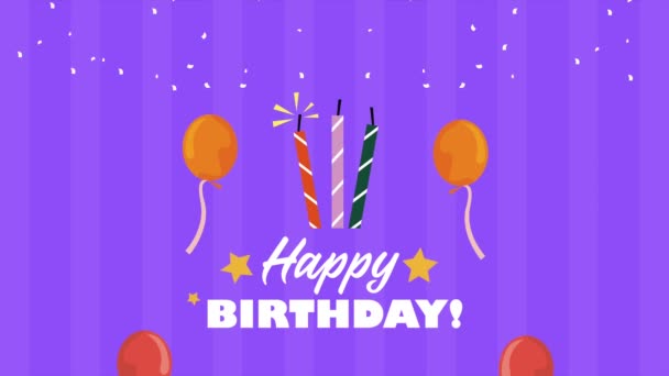 happy birthday lettering animation with candles ,4k video animated - Video