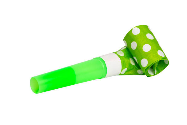Party foil whistle festive noisemaker blowout isolated on the white - Foto, Imagen