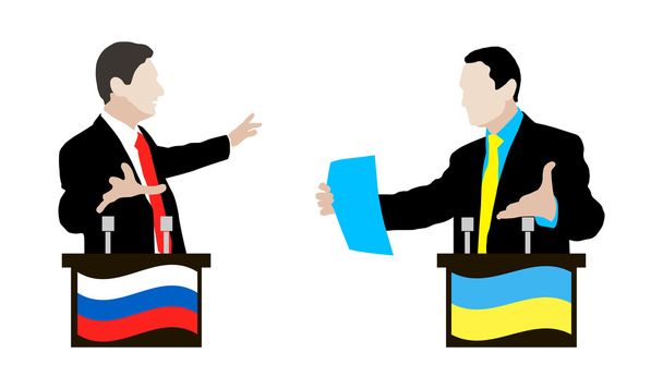 The debate between Ukrainian and Russian speakers - Vector, Image