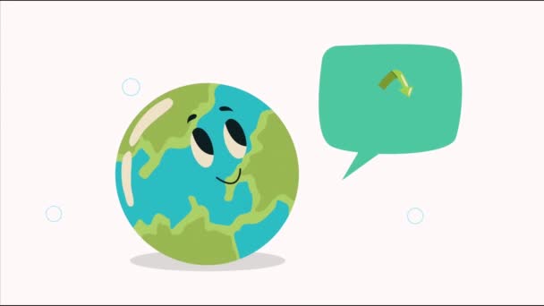 Erde Planet Charakter mit Recycling-Pfeile, 4k Video animiert - Filmmaterial, Video