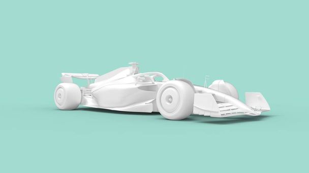 3D-weergave van een snel moderne aerodynamische en efficiënte innovatieve raceauto. Verander in lege ruimte model studio. Snelle technische turbo transport voertuigen.Studio renderen. - Foto, afbeelding