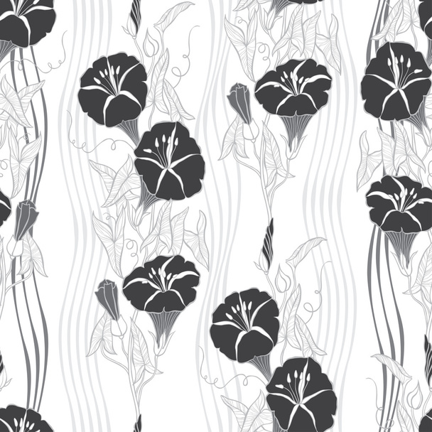 Seamless pattern with  bindweed. Monochrome vector background. - Vector, afbeelding