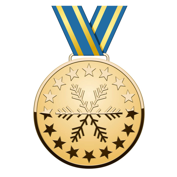 Goldmedaille für Winterspiele auf weißem Hintergrund - Vektor, Bild