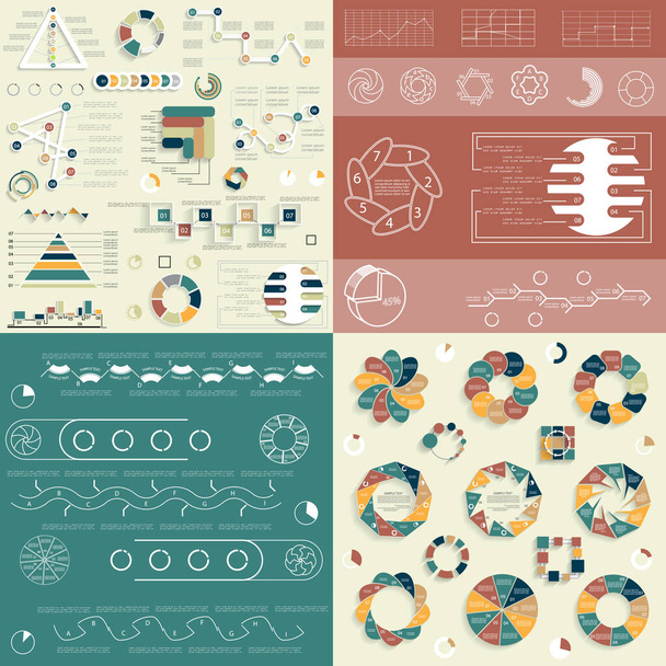 Infographics, graph and charts, templates for presentation, vect - Vector, Imagen